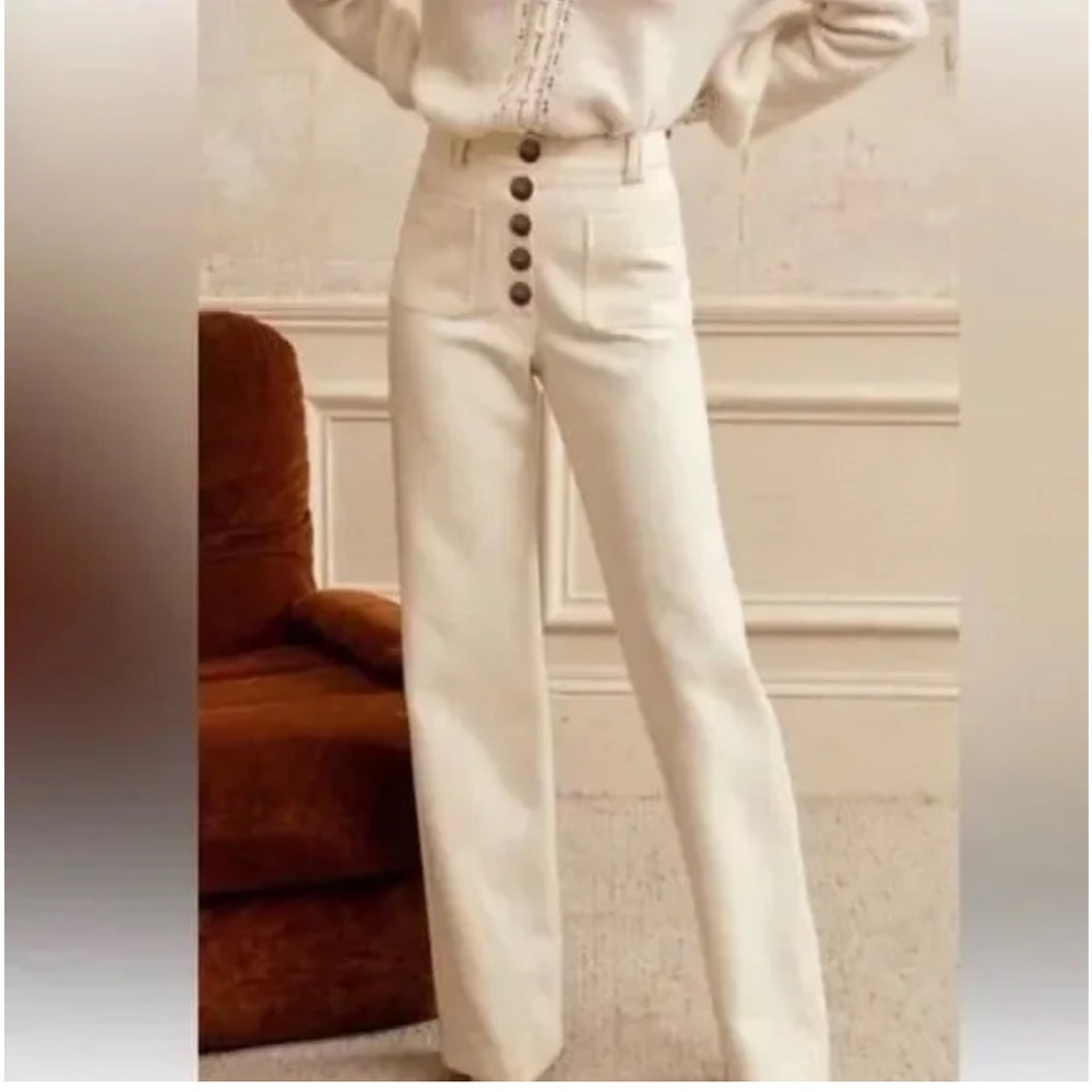 Joie Women’s Corduroy High Rise Flare Leg Button Front Pants Size 8 - Picture 1 of 9